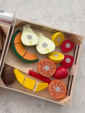 Melissa & Doug Wooden Cutting Fruit Toy Food Set & Pretend Play Kitchen